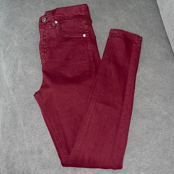 New Topshop Burgundy Jamie Jeans - Picture 2 of 4